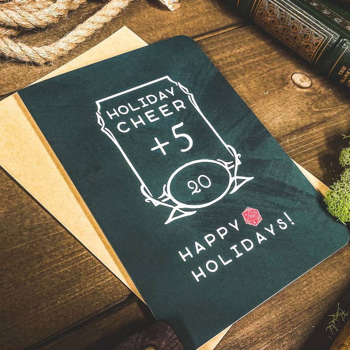 Minva Tabletop Design Co - Wholesale Christmas Card - D&D Holiday Cheer +5 Card