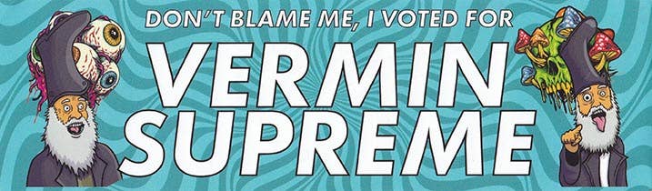 Sunshine Joy - Vendita all'ingrosso Adesivo - Adesivo per paraurti Don't Blame Me, ho votato per Vermin Supreme0