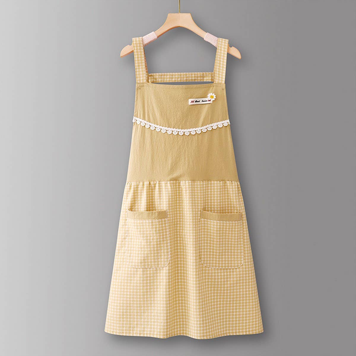 ACCITY - Wholesale Apron - Cotton Striped Grid Kitchen Apron with Pocket_CWMM1009520