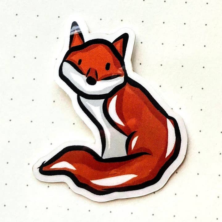 Fox Vinyl adesivo impermeabile animale adesivo bottiglia d'acqua, decalcomania per laptop, adesivo per auto, decorazione Fox Cottagecore, carino volpe art, adesivo natura per la vendita all'ingrosso da parte di M.S. Illustration