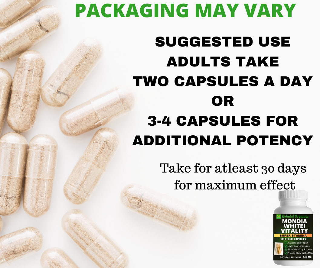 Behalal Organics - Vente Supplément oral/vitamine - Capsules rapides Mondia Whitei 500 mg - 100 unités6