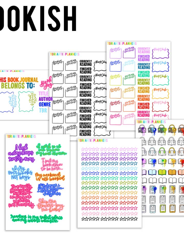 BOOKISH STICKER SHEETS for wholesale by Tori Artis Planners