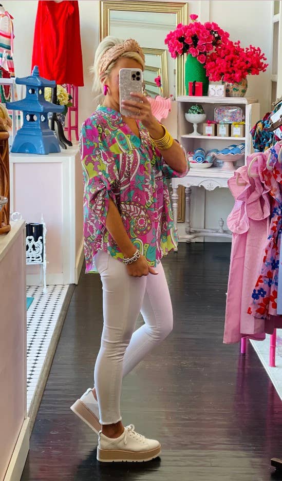 Multi Top décontracté à imprimé bohème coloré en vente sur Faire1