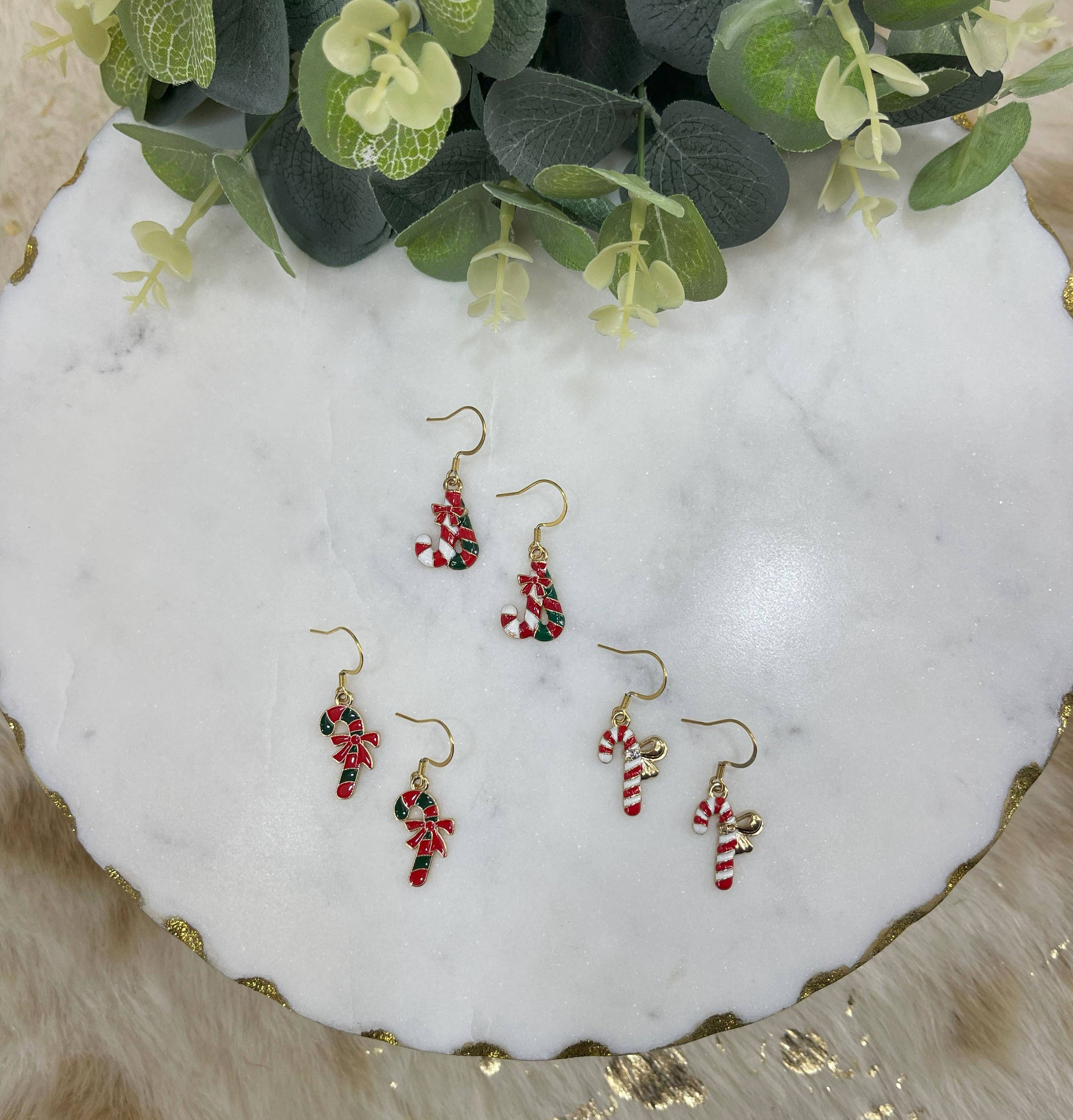 Magnolia & Peach Jewelry Boutique, LLC - Wholesale Dangle Earrings - Candy Cane Pendant Earrings3