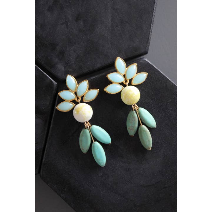 David Aubrey Jewelry - Wholesale Dangle Earrings - MLNE21 Post earrings with vintage glass and turquoise2