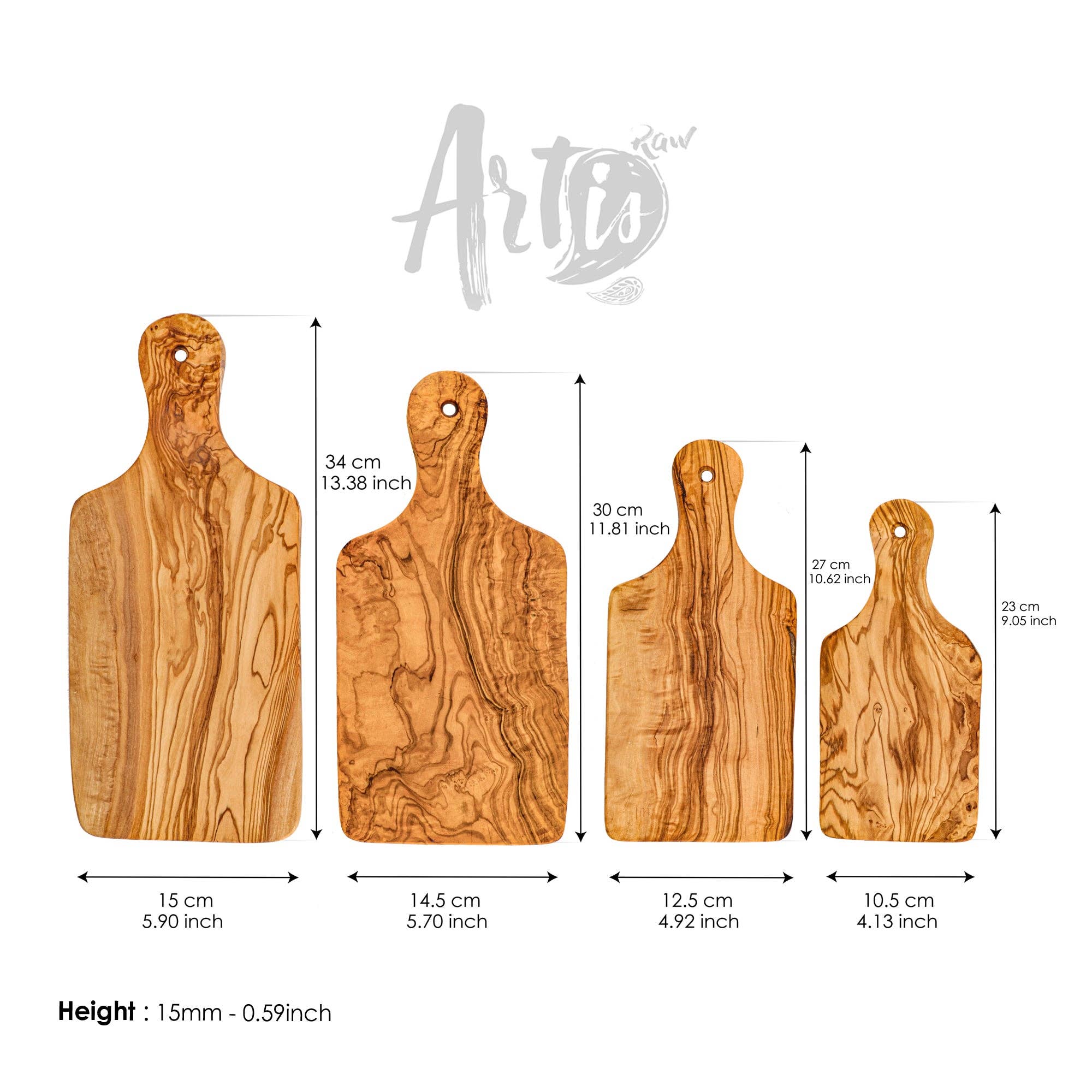 Krafts GmbH Olive Wood - Vente Planche à découper - Planche à découper rectangulaire en bois d'olivier fait main avec poignée2