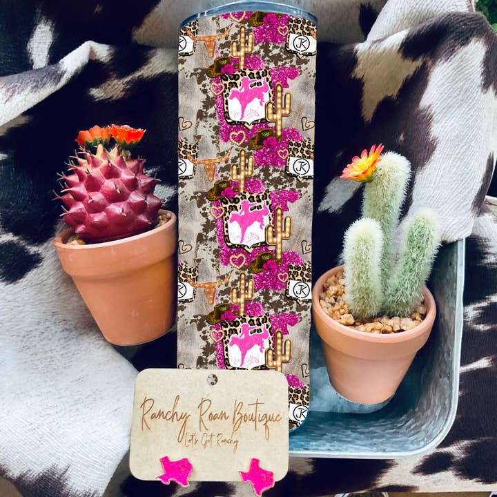 Pink Rodeo Branded Western 20oz Skinny Tumbler for wholesale by Ranchy Roan Boutique