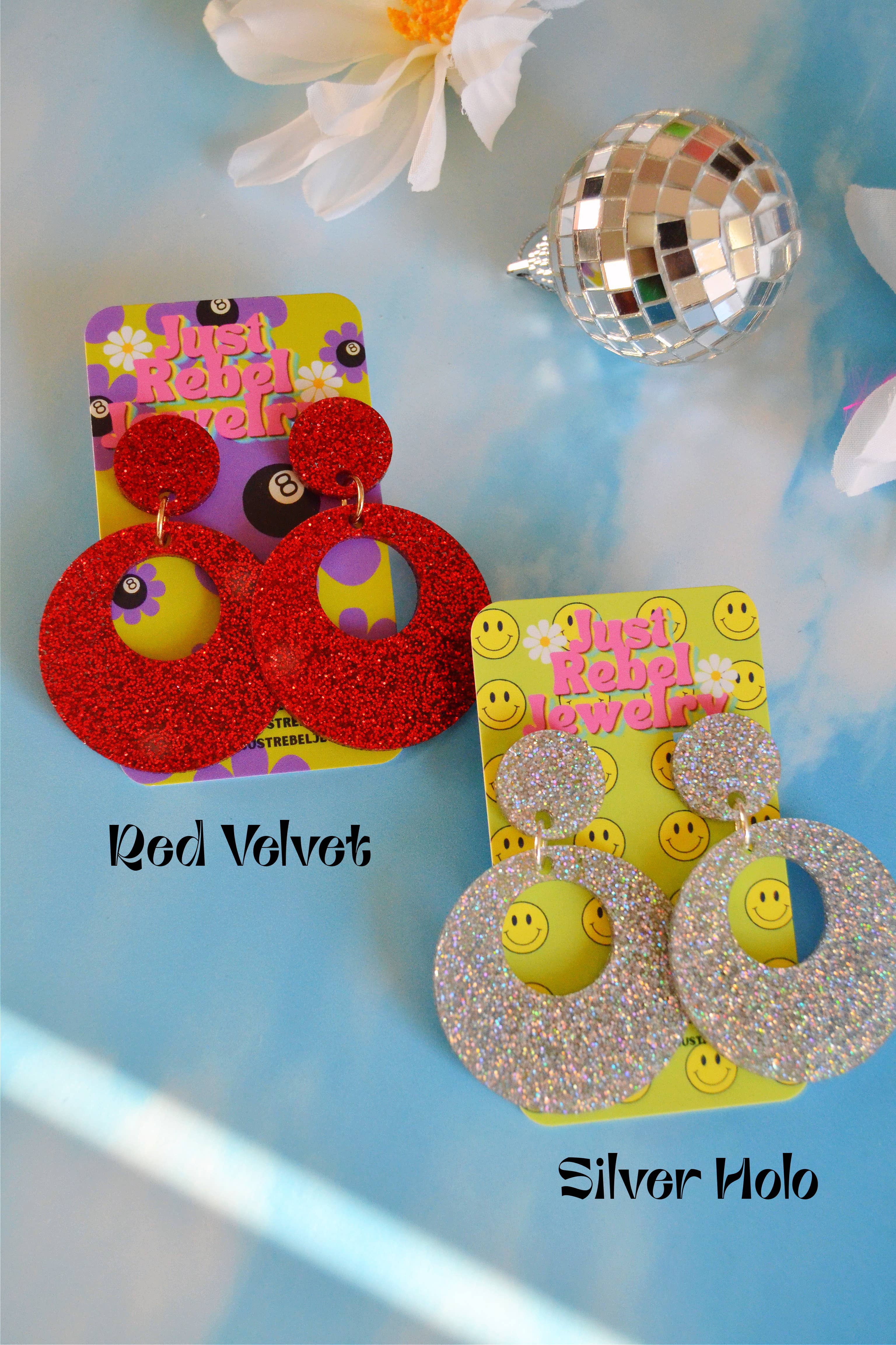 Rebel Disco Designs - Wholesale Hoop Earrings - Acrylic Retro Glittery Go-Go Mod Circle Hoop Earrings2