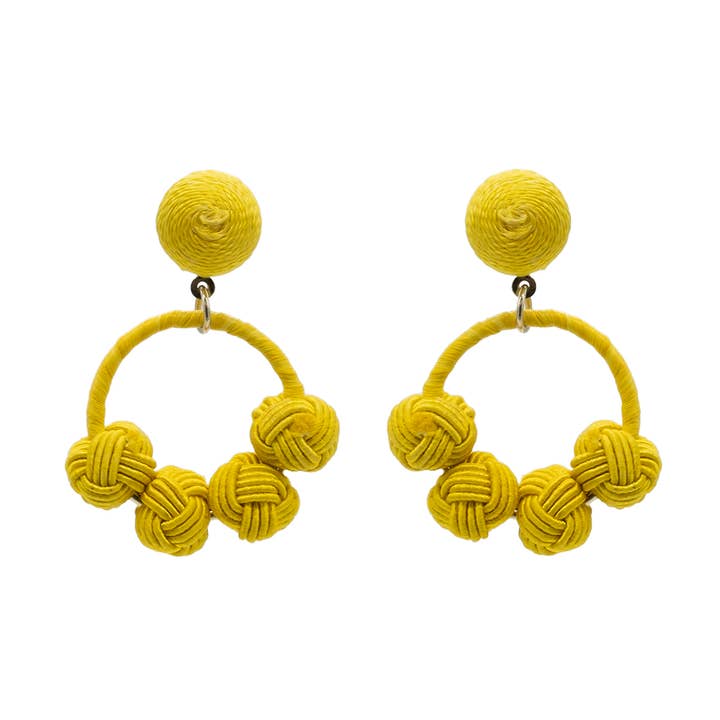 Narratives The Line - Wholesale Hoop Earrings - Cotton Woven Knot Small Hoop Earrings - Reds