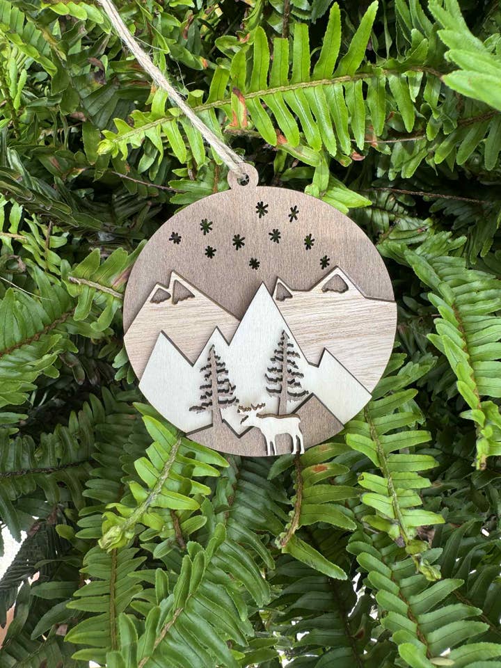 Brown Mountain Moose - Round Ornament for wholesale by The Wilusz Way