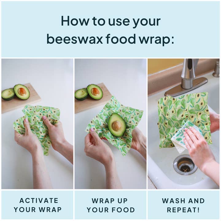 NATURE BEE - Wholesale Food Storage Wrap/Bag - Beeswax Wrap Variety Set - Green3