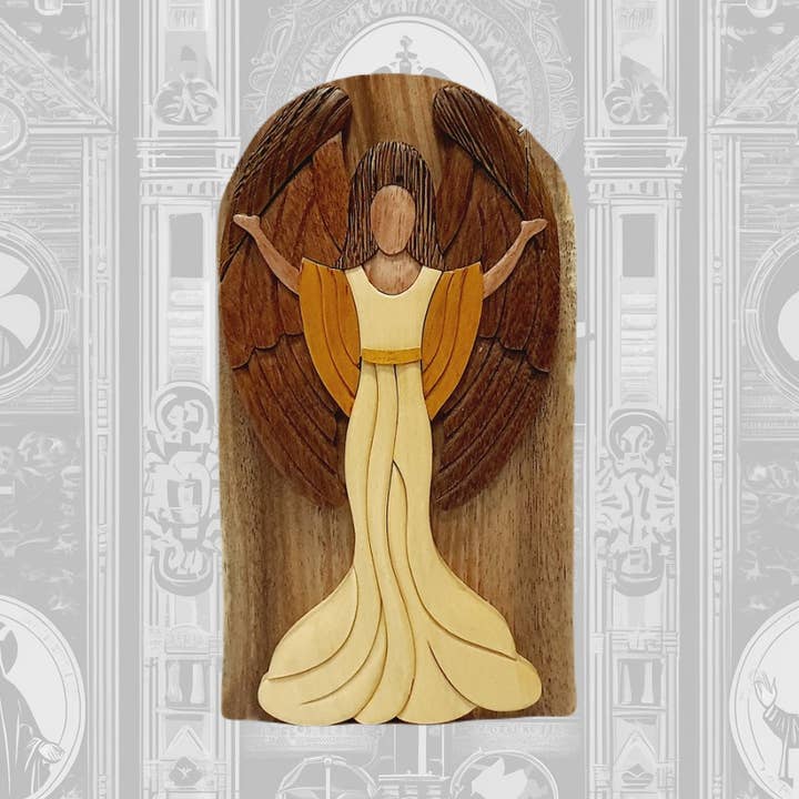 Happy Angel - Coffret cadeau souvenir en bois sculpté à la main pour la vente par Paradigm Imports