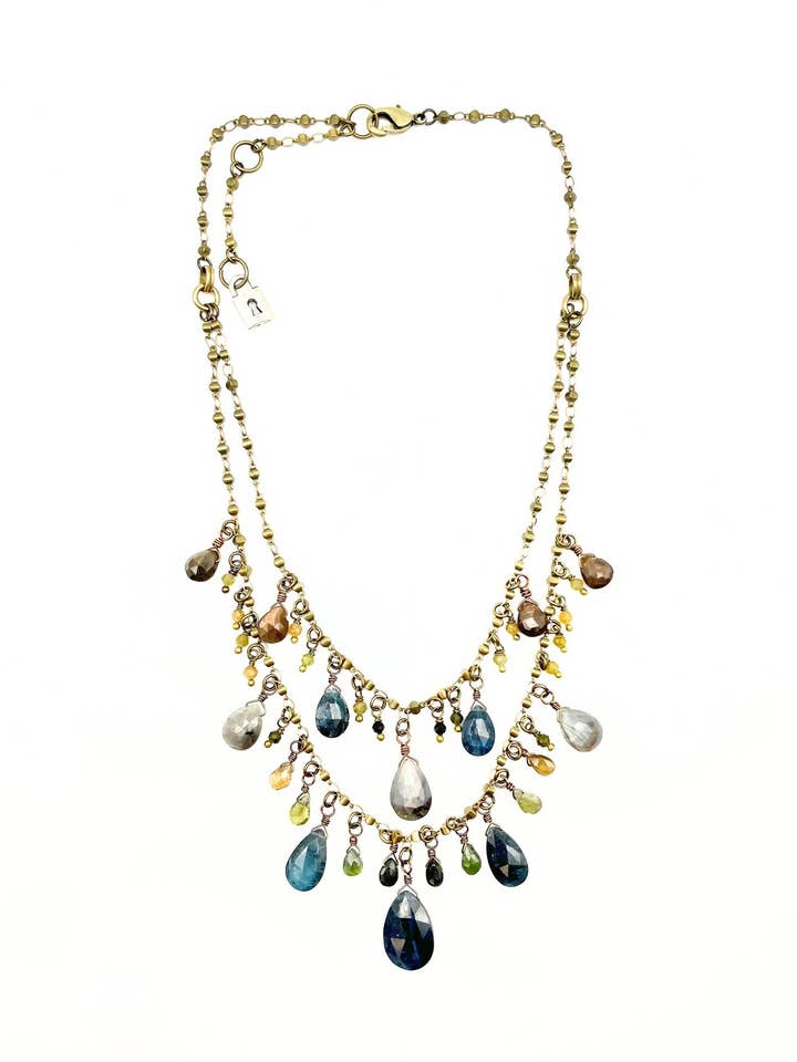 Elegant Double Strand Gemstone Necklace, N551 for wholesale by Lock and Key