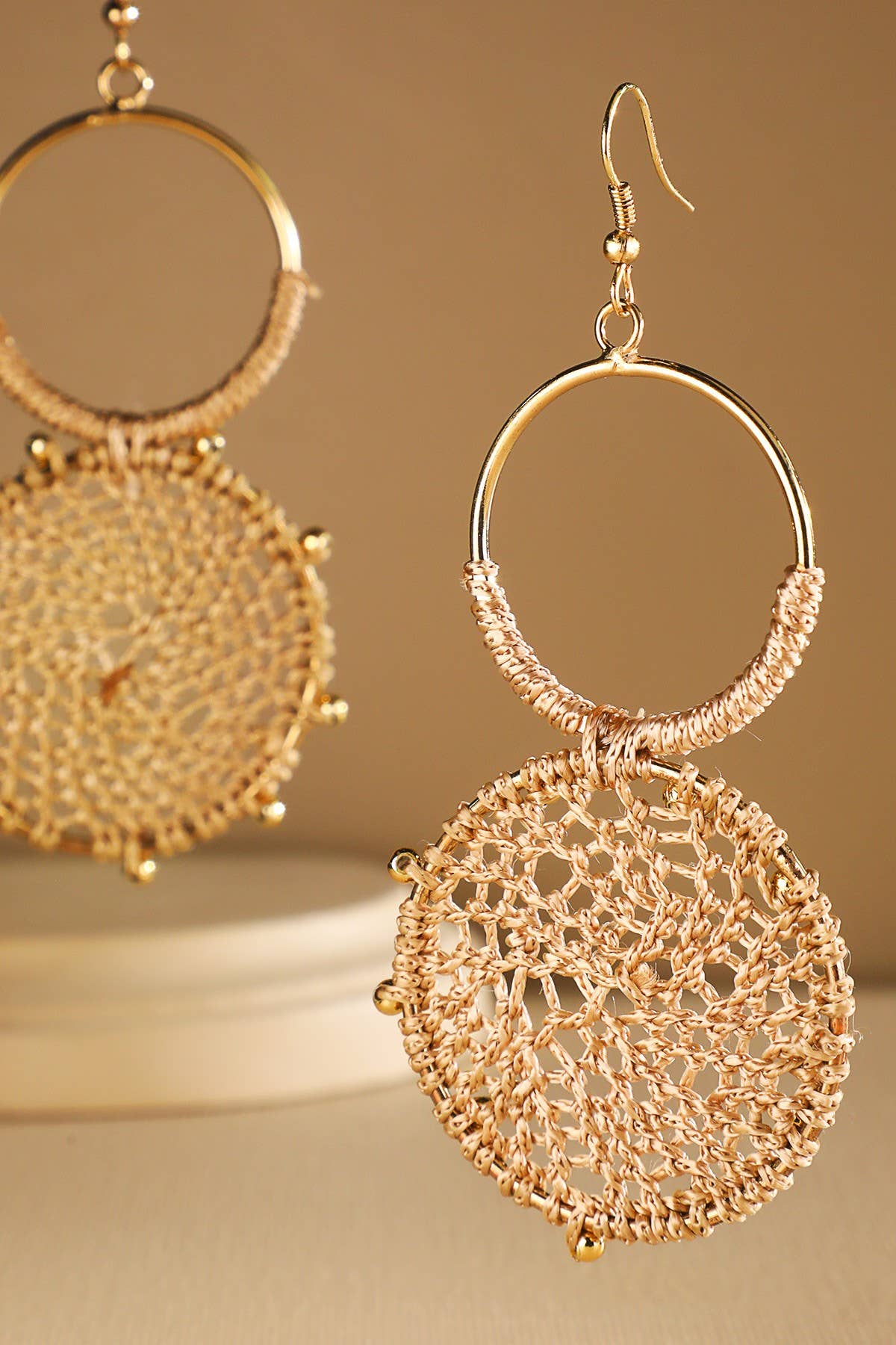 Urbanista - Wholesale Dangle Earrings - Rattan Knitted Round Tiers  Drop Earring 12