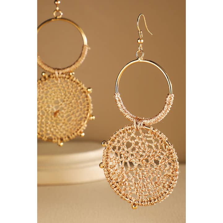 Urbanista - Wholesale Dangle Earrings - Rattan Knitted Round Tiers Drop Earring 12