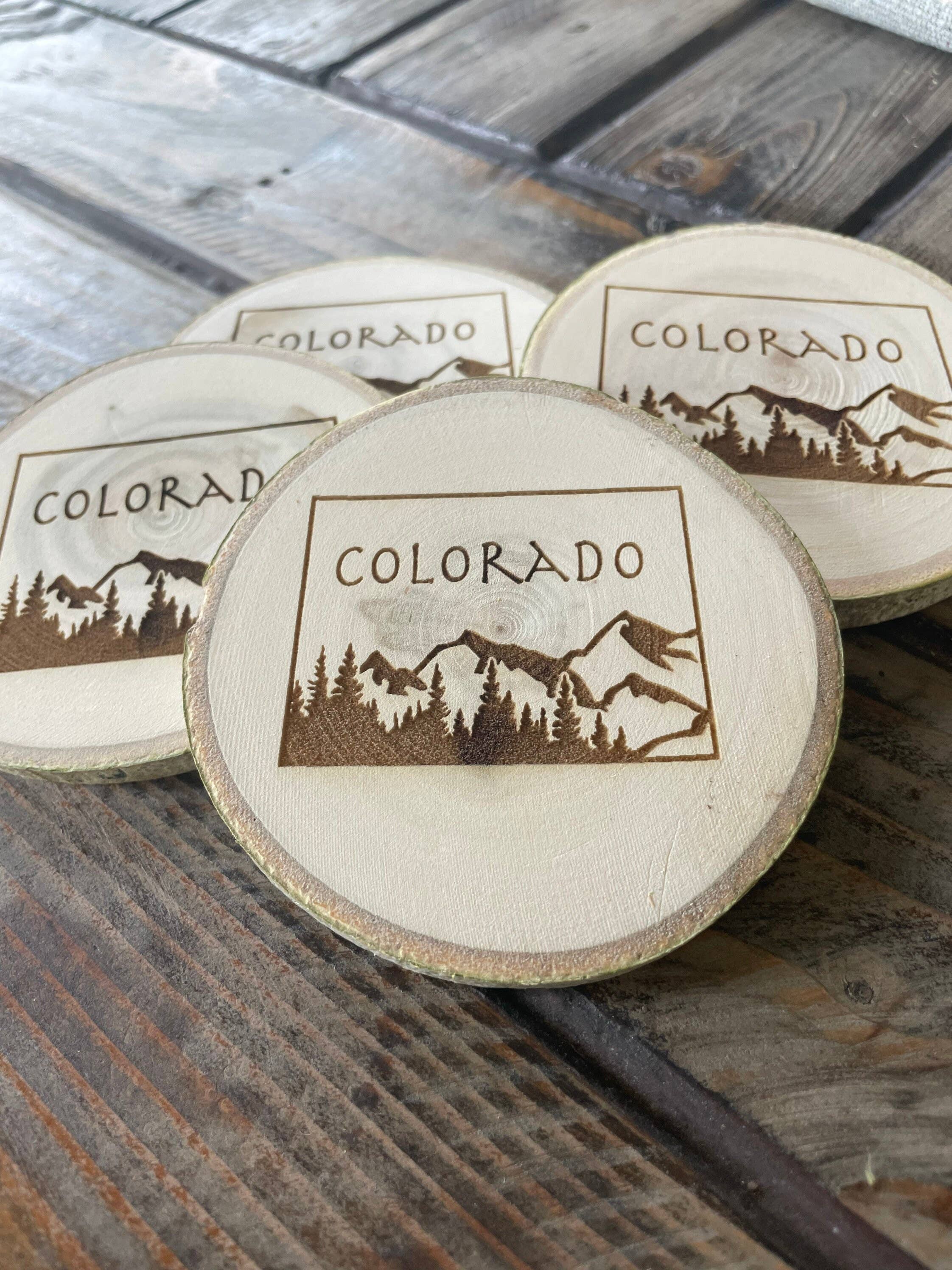 Parks Art Collection - Wholesale Coasters - Colorado Coaster, State Shape on Local Aspen Wood2
