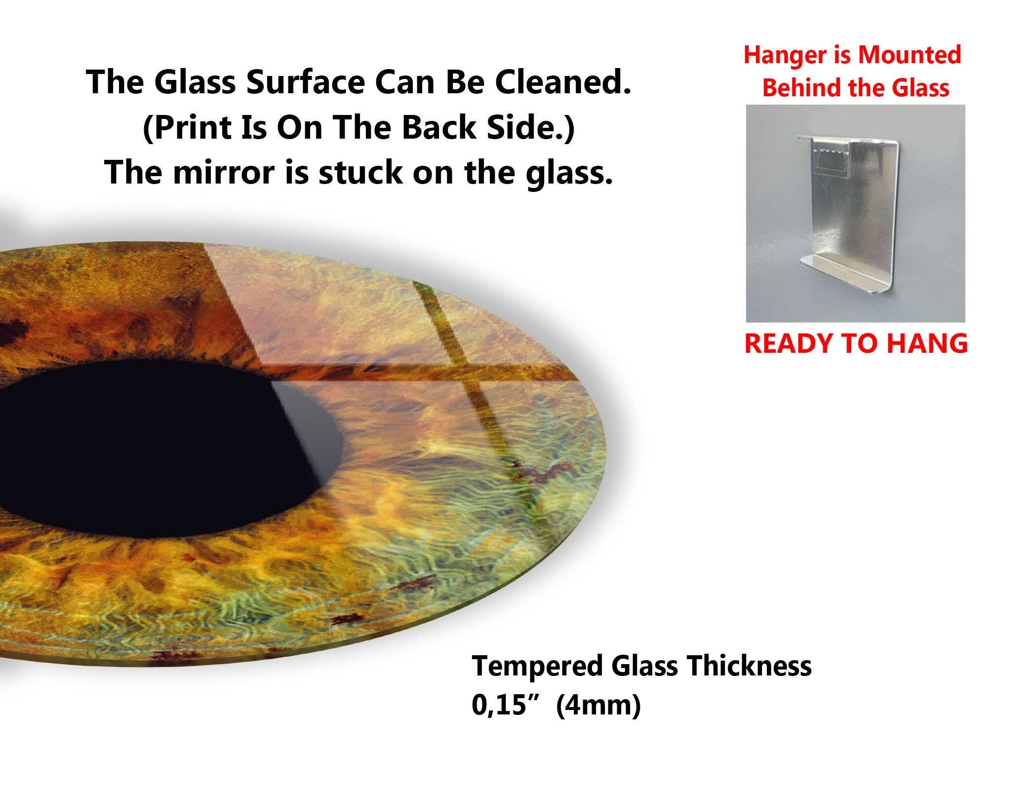 MyPhotostation - Vendita all'ingrosso Decorazione da parete 3D - Arte da parete in vetro temperato Eye Round8