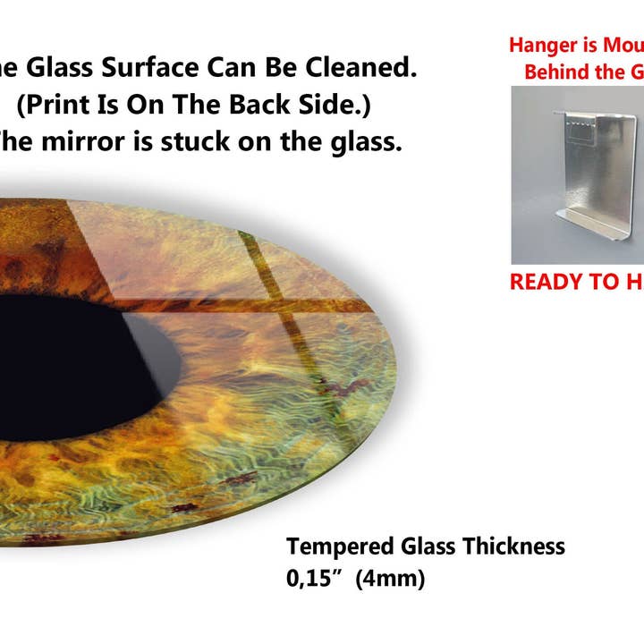 MyPhotostation - Vendita all'ingrosso Decorazione da parete 3D - Arte da parete in vetro temperato Eye Round8