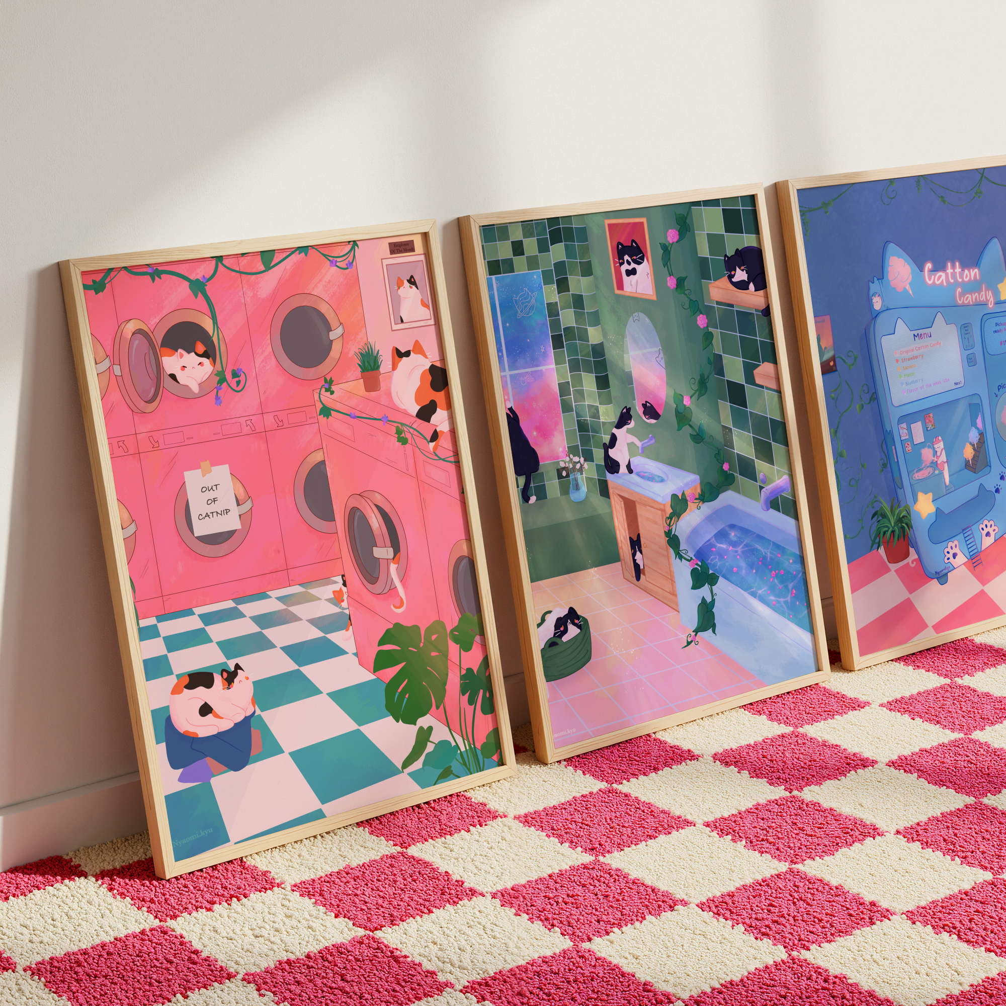 Nyaomikyu - Wholesale Art Print - Cotton Candy Cats Print3