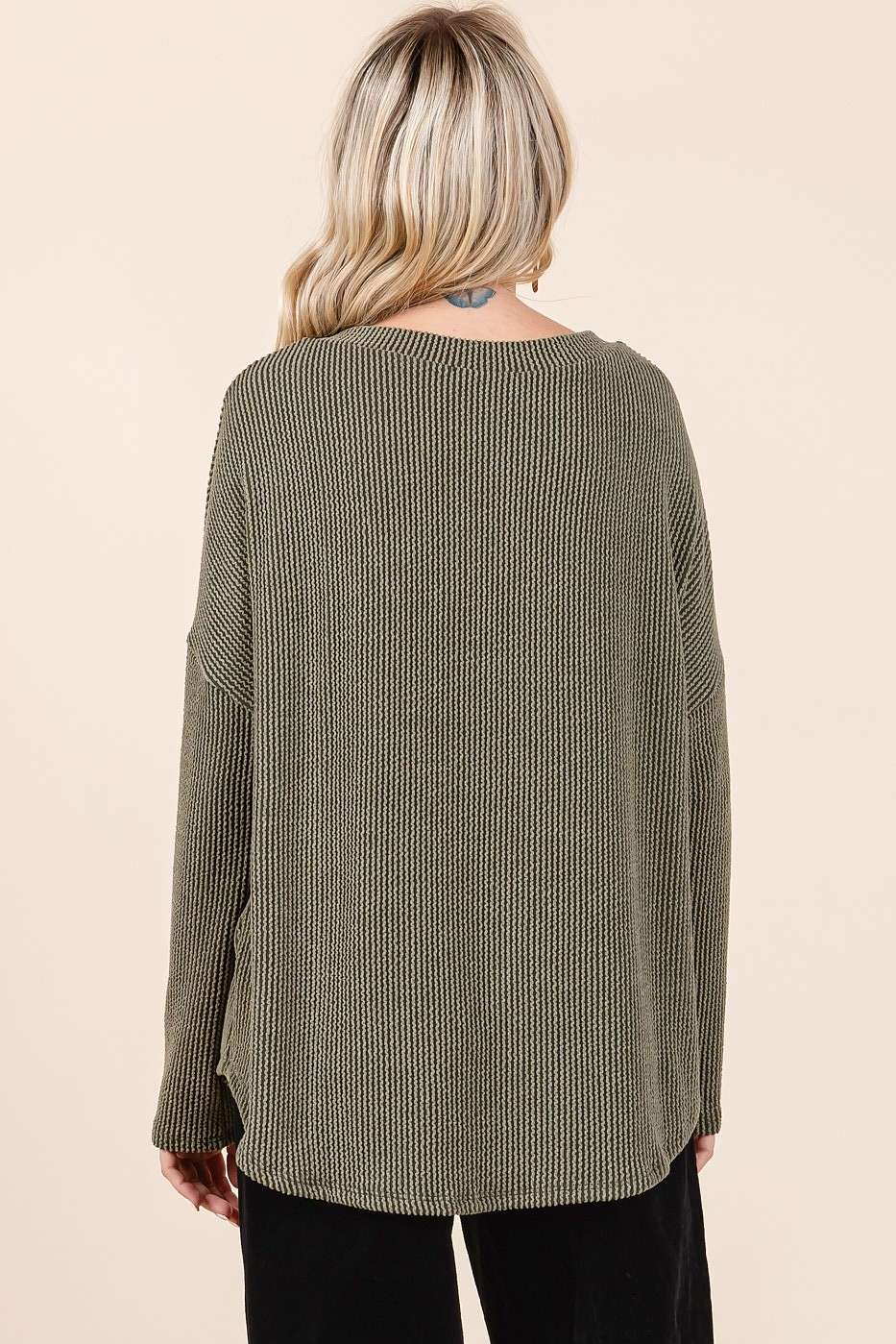 mittoshop - Wholesale Tunic - Women's - URBAN RIB KNIT LONG SLEEVE RELAXED FIT TOP15