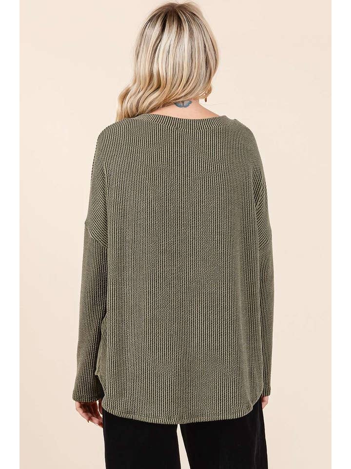 mittoshop - Wholesale Tunic - Women's - URBAN RIB KNIT LONG SLEEVE RELAXED FIT TOP15