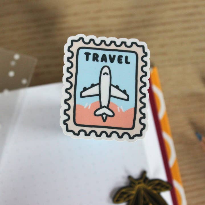 Reisstempel – Waterdichte Uitgesneden Sticker for wholesale by x The Fancy Firefly