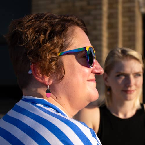 Upcycled Vinyl Record Earrings - Extra Small - Oval C for wholesale by reVinyled