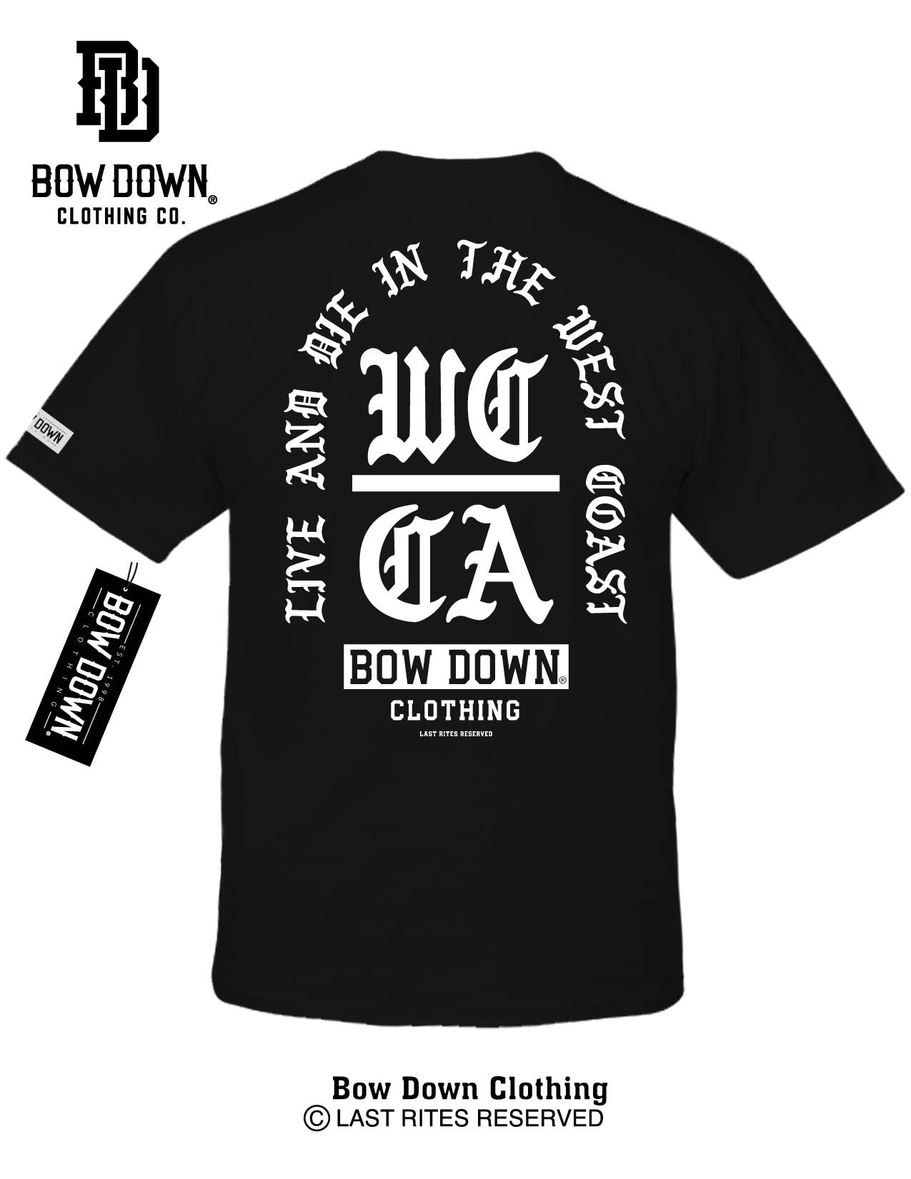 Bow Down Clothing - Vendita all'ingrosso Maglietta serigrafata - Unisex - Pietra tombale della costa occidentale