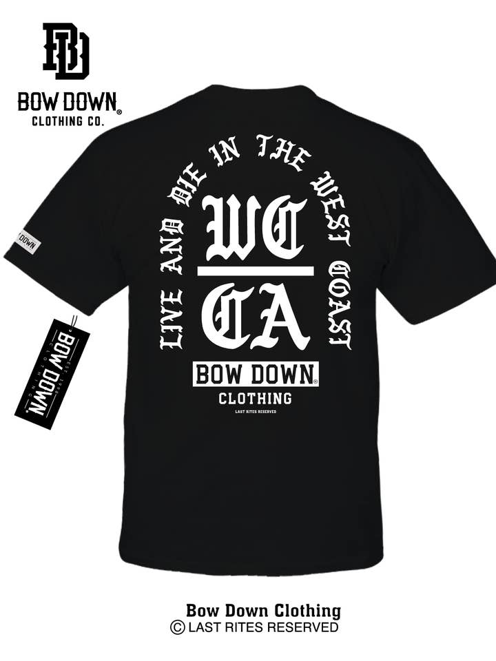 Bow Down Clothing - Vendita all'ingrosso Maglietta serigrafata - Unisex - Pietra tombale della costa occidentale0