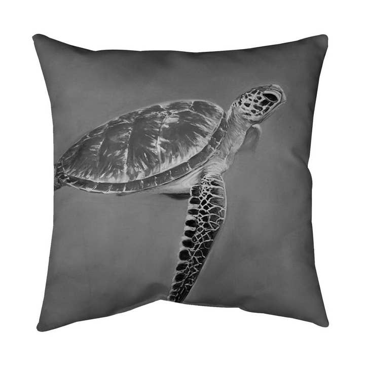 Tartaruga aquática em tons de cinza | Capa de almofada externa 20 “x 20" por atacado de BEGIN HOME DECOR