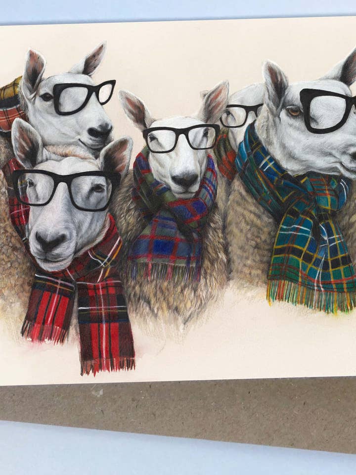 The Cheviot Posse (Greeting Card) | Cheviot Sheep Card for wholesale by Art by Lana Mathieson