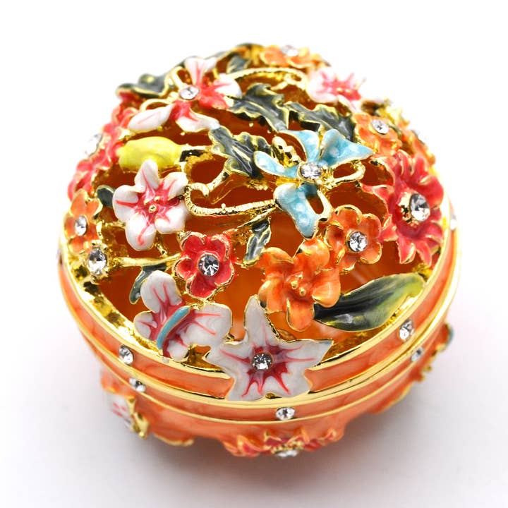 Scatola portagioie floreale fatta a mano. Realizzato con cristalli austriaci per la vendita all'ingrosso da parte di Ciel Collectables