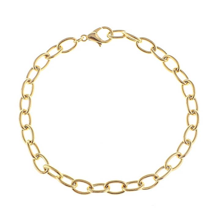 Charm Bar Bracelets - Cable Link 18k Gold Plated for wholesale by Curated By Suarez