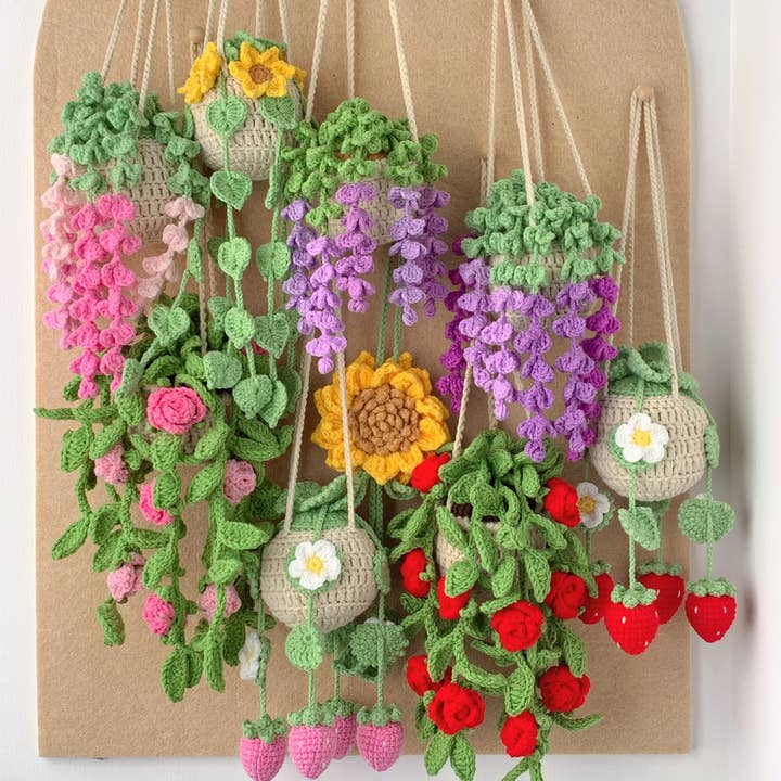 Handmade Crochet Flower Hanging Basket, car and homedecor for wholesale by Lilyrosy(Duty free)