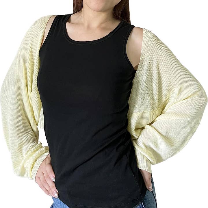 Fennco Styles – Engroshandel Cardigan - Dame – Ribstrikket cardigan bolero shrug1