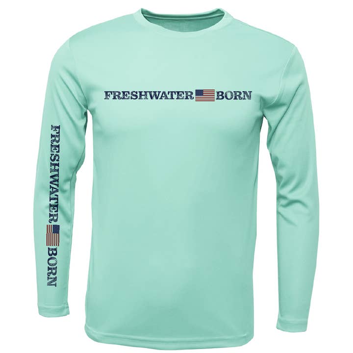 Florida Freshwater Born Linear Logo Men's Long Sleeve UPF 50+ Dry-Fit Shirt for wholesale by Saltwater Born