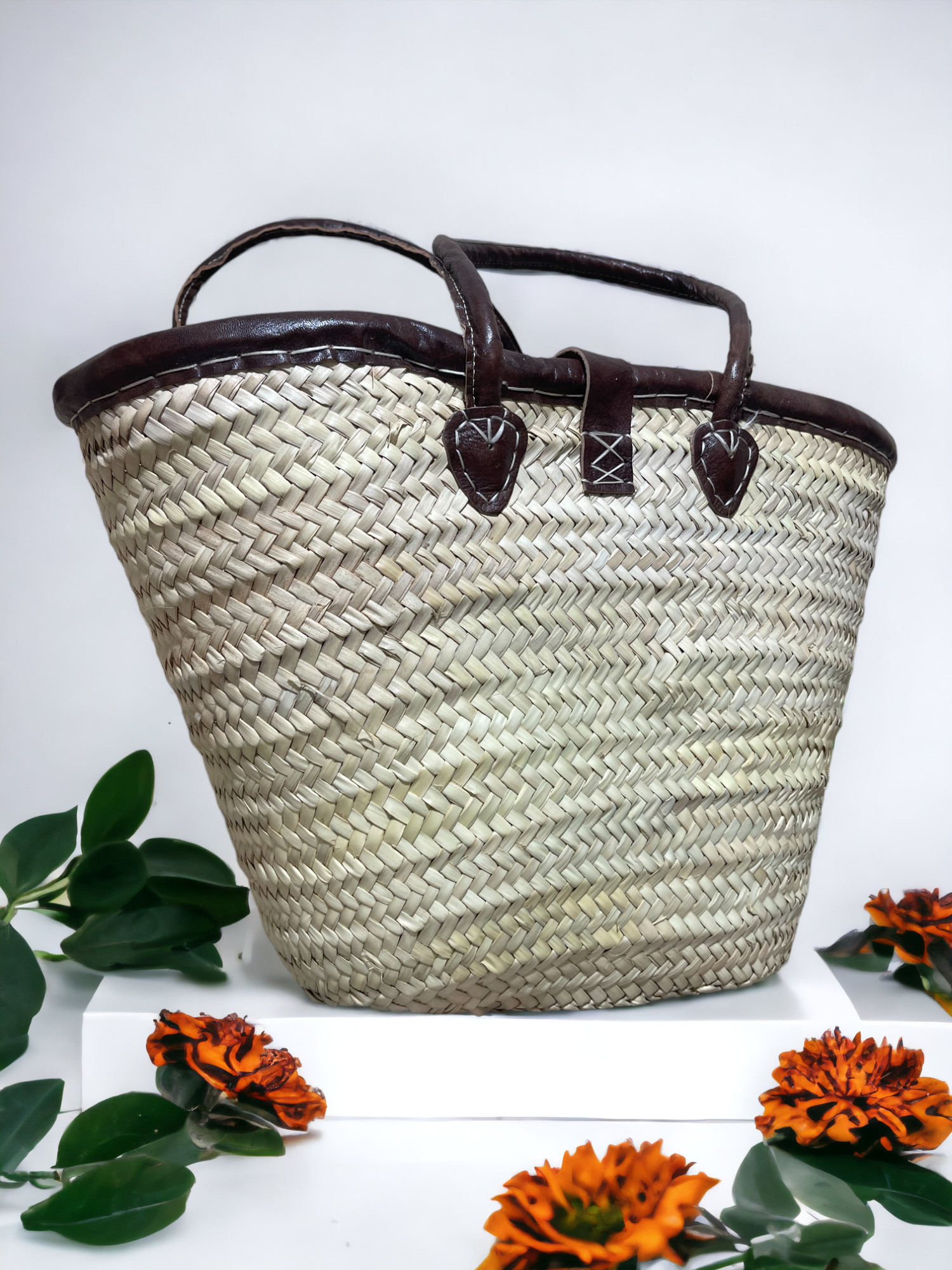 Melecraft - Wholesale Beach Bag - French Market Basket with Leather, trim buckle basket5