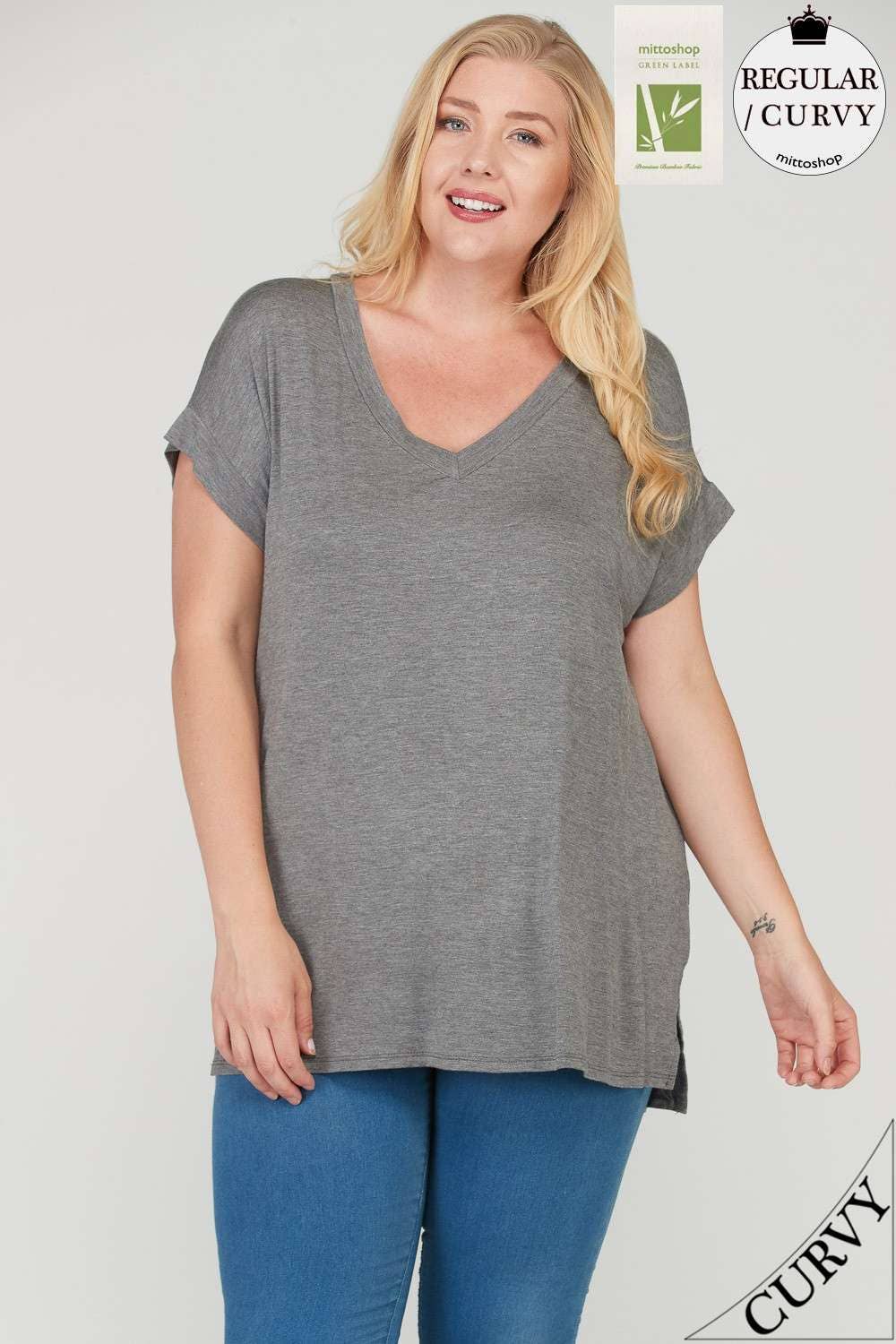 mittoshop - Vente T-shirt – femme - T-SHIRT À COL EN V EN BAMBOU1