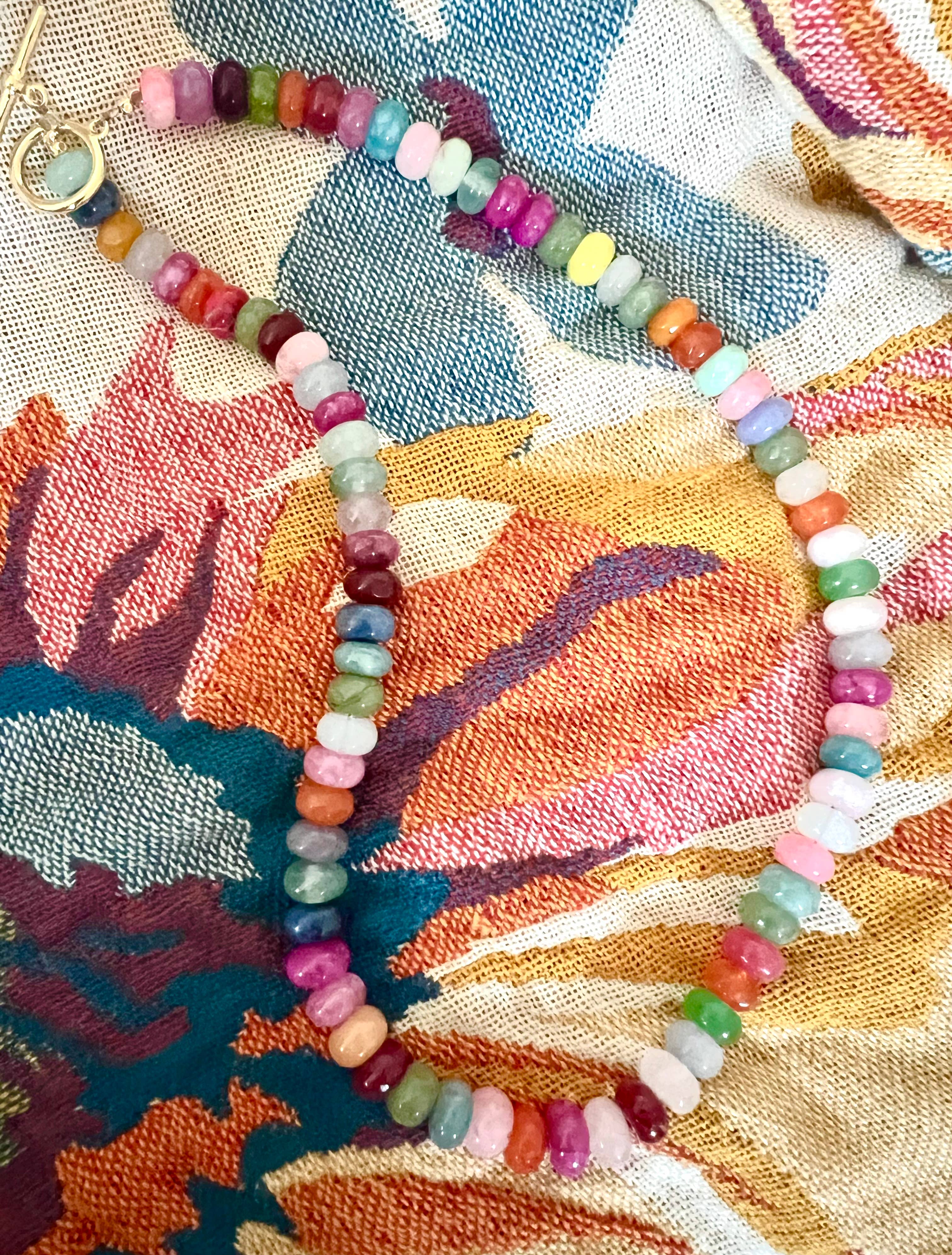 Sonya Renee Jewelry - Wholesale Beaded/Pearl Necklace - Lilly Gemstone Bead Necklace multi-color 8mm opals jade 43