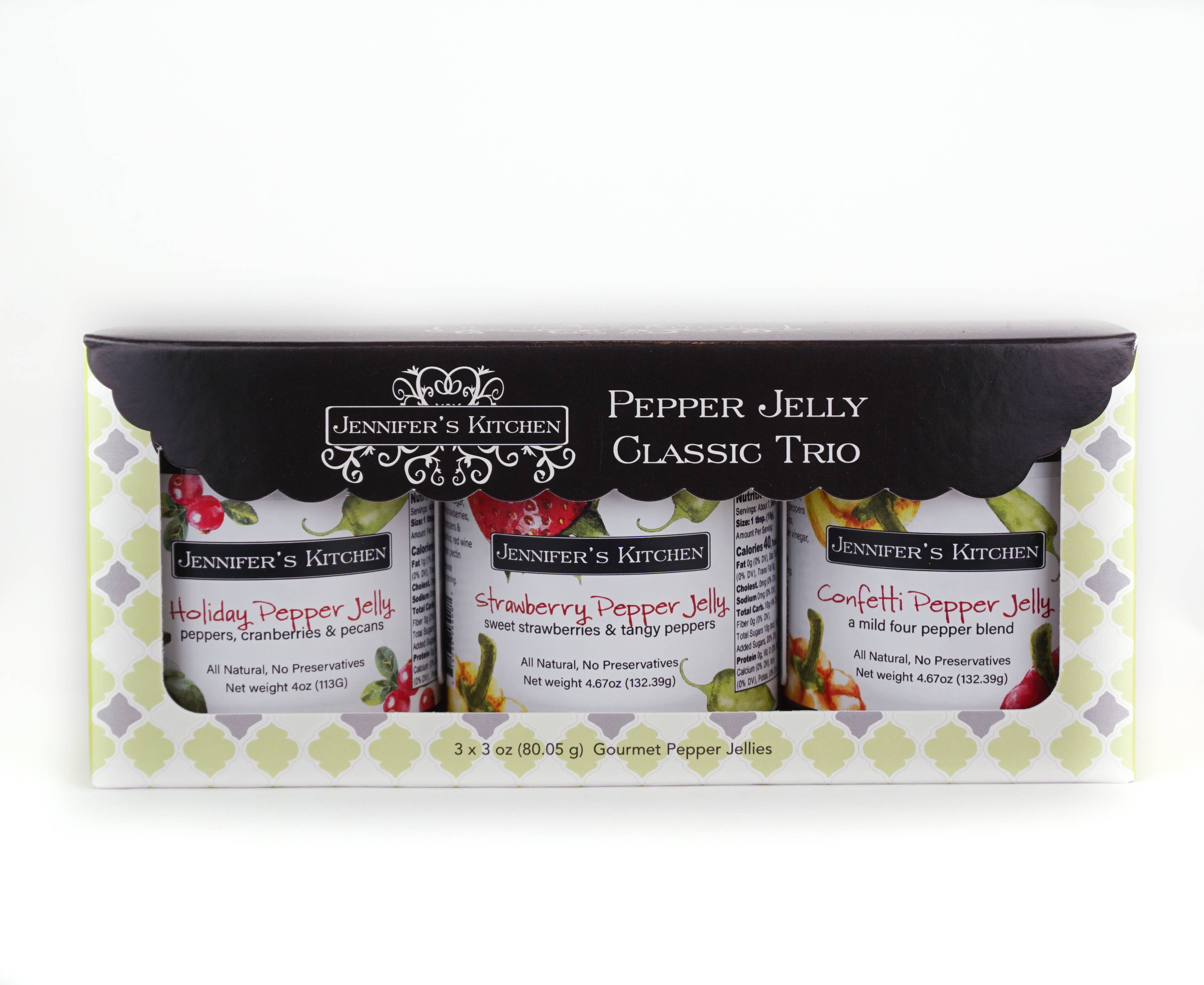 Jennifer's Kitchen - Wholesale Jam/Jelly - Classic Mini Pepper Jelly Trio - Single Box