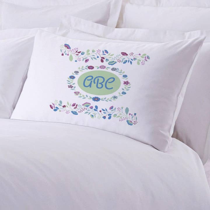 Personalized Sleeping Floral Pillowcase for wholesale by Monogramonline Inc.