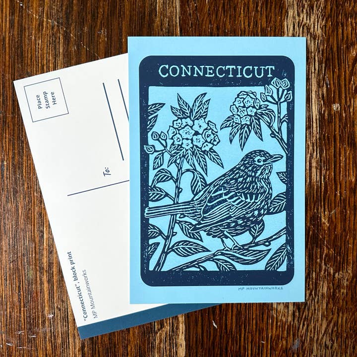 Connecticut State Bird & Flower Postcard for wholesale by MP Mountainworks