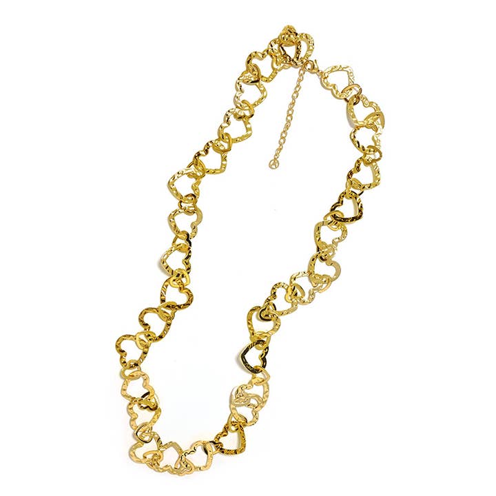 LONG NECKLACE WITH HAMMERED HEARTS CHAIN - FJ24196B553 for wholesale by AMORINO SRL