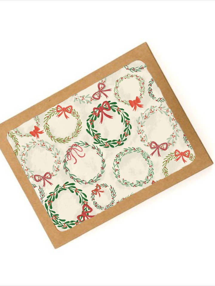 Christmas Holiday Wreaths Card | Boxed Set of 8 for wholesale by Courtney Beyer Design