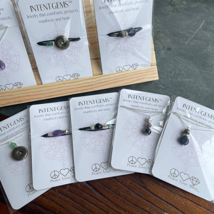 Pack de vente au détail Intentgems pour la vente par Peace Love Bling