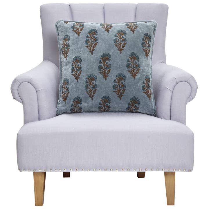 Peking Handicraft - Wholesale Throw/Decorative Pillow - Block Print Vel Mughal Flower Pillow1