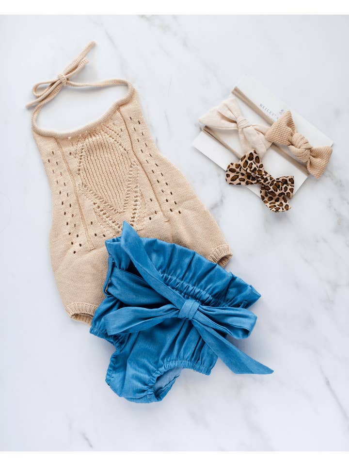 Bailey's Blossoms - Wholesale Bodysuit (Non-Footed) - Baby - Drake Crochet Halter Romper - Vanilla Cream8