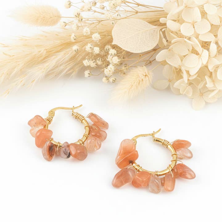 Brincos Pedra Cornalina por atacado de Produtos Namasté