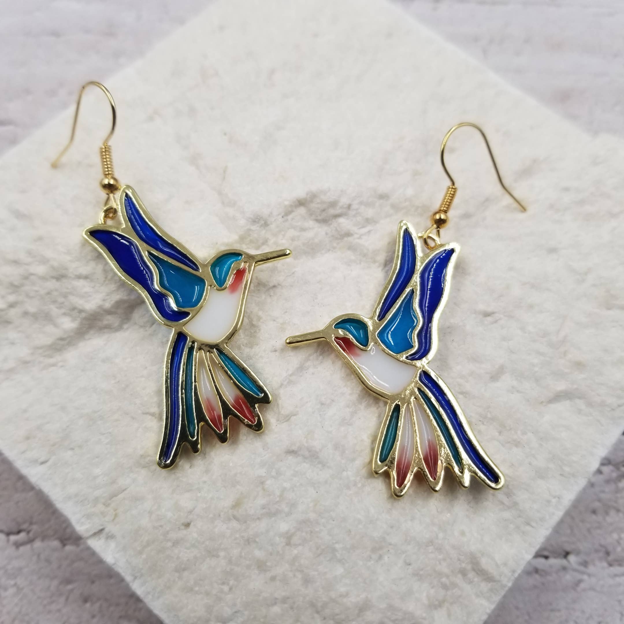 Treasure Wholesale – wholesale Dangle earrings – Sunshine Hummingbird Earrings0