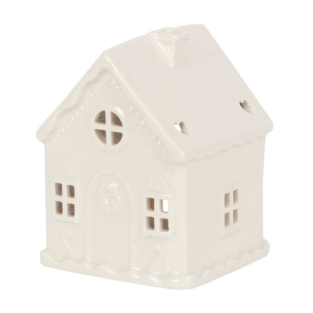 Something Different Wholesale - Wholesale Kaarsenhouder - Witte kerstkaarshouder Gingerbread House theelichtje1